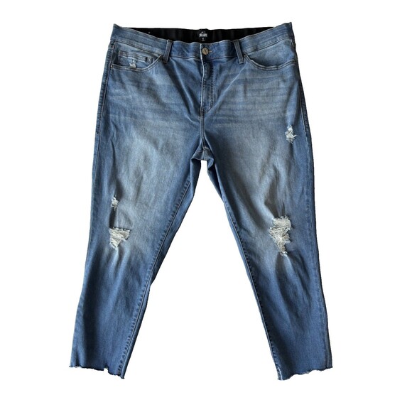 Lularoe Jeans Womens 42 Blue Skinny High Rise‎ Stretch Light Denim Scallop Hem - Picture 2 of 10